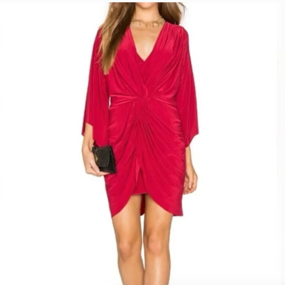 NWT Misa Los Angeles Teget Knot Front Dress In Red